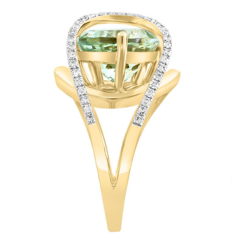 EFFY Oval Green Amethyst Diamond Swirl Ring in 14k Yellow Gold image number null